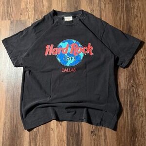 Vintage Hard Rock‎ Cafe Dallas T-Shirt Medium Black Graphic Tee